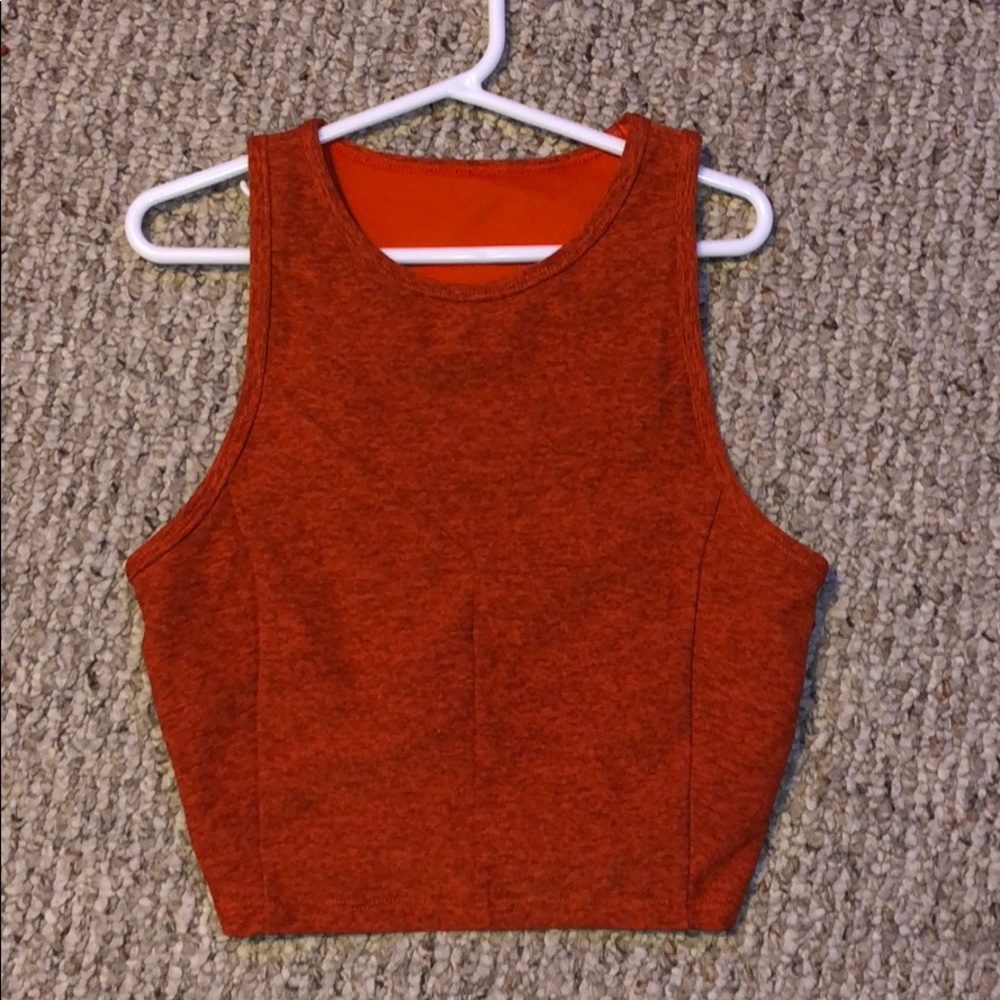 orange workout crop top
